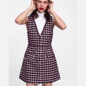 Zara Tweed Waisted Pinafore Dress Size M NWOT